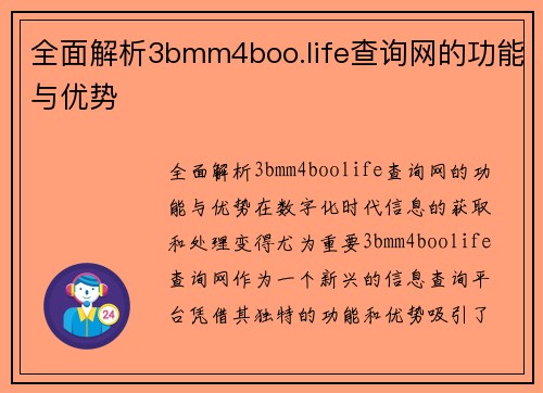 全面解析3bmm4boo.life查询网的功能与优势